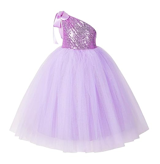 ekidsbridal One Shoulder Sequin Tutu Flower Girl Dress Formal