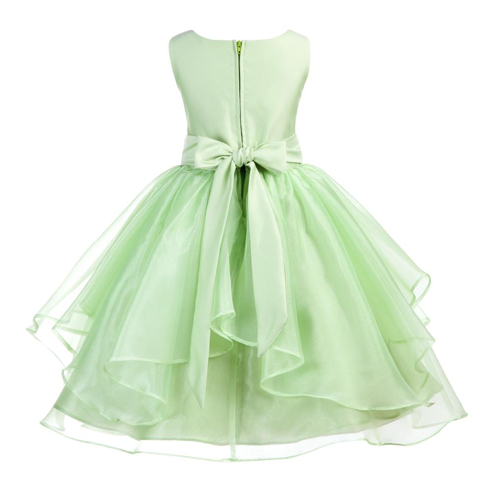 Ekidsbridal Wedding Asymmetric Ruffles Satin Organza Flower girl dress gown sequin Toddler Special Occasions Bridesmaid 012s