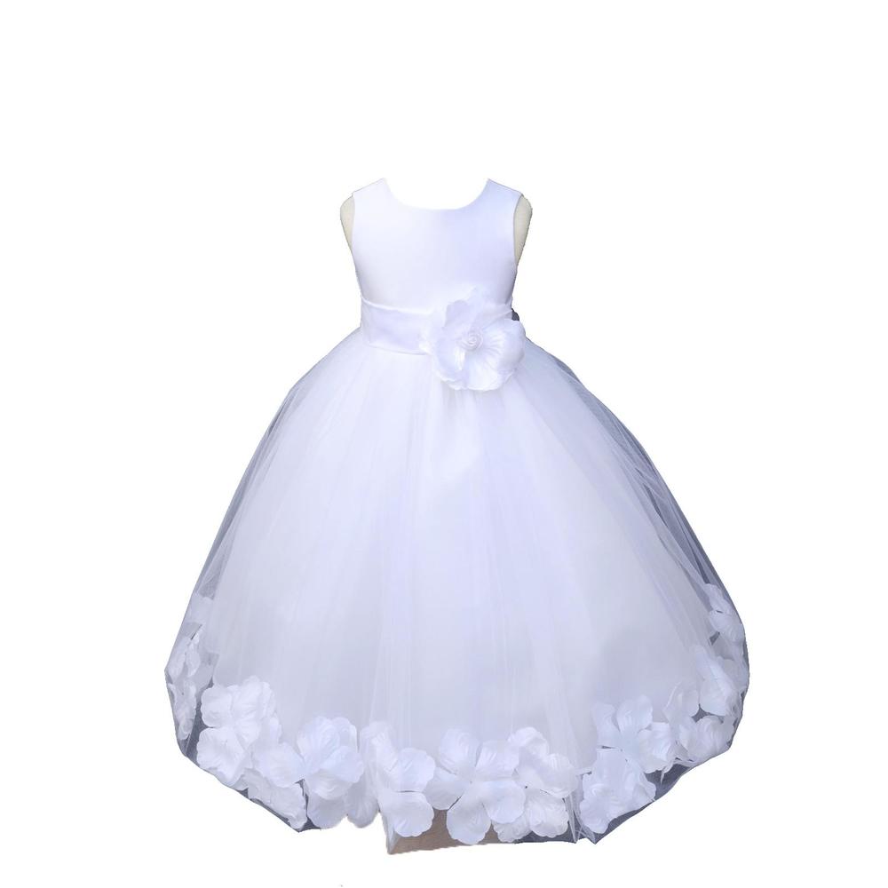 Ekidsbridal Wedding Pageant Rose Petals White Flower Girl Dress Tulle Toddler Special Occasions Bridesmaid handmade 302T