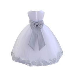 Ekidsbridal Wedding Pageant Rose Petals White Flower Girl Dress Tulle Toddler Special Occasions Bridesmaid handmade 302T