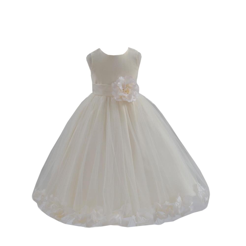 Ekidsbridal Wedding Pageant Rose Petals Ivory Flower Girl Dress Tulle Toddler bridal Special Occasions Easter Holiday 302T