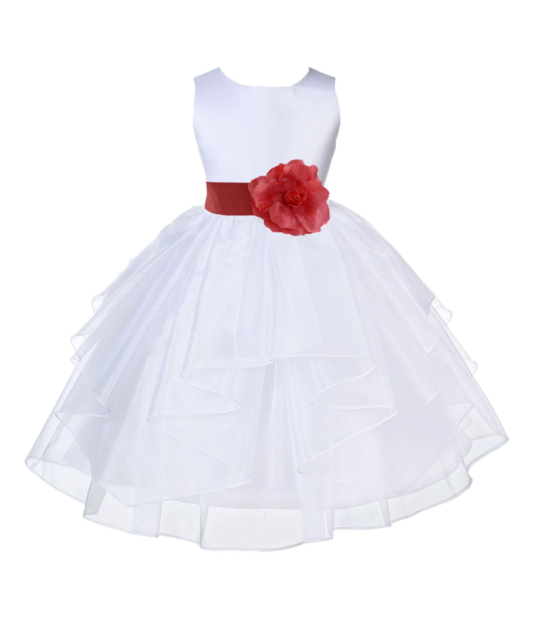 Ekidsbridal Wedding Pageant White Shimmering Organza Flower Girl Dress Toddler Clothing Elegant Bridesmaid Holiday 4613t