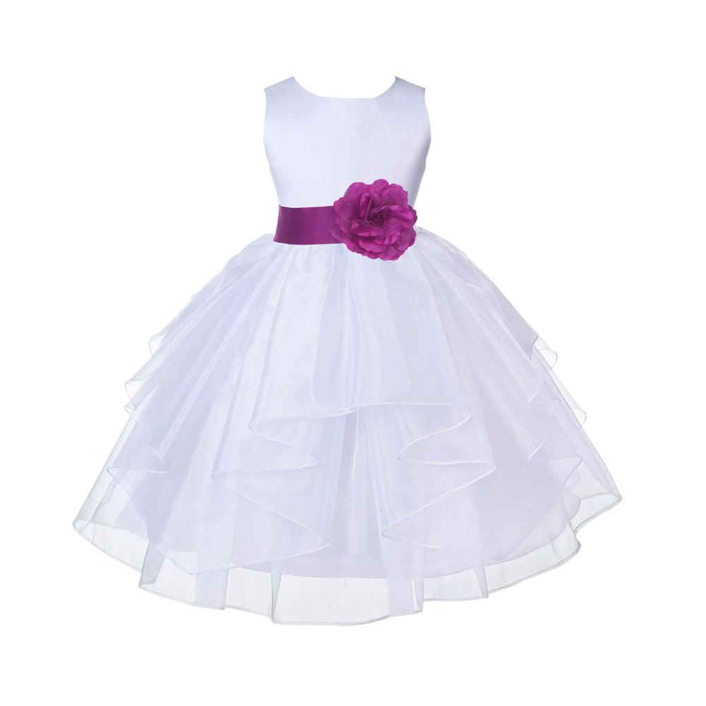 Ekidsbridal Wedding Pageant White Shimmering Organza Flower Girl Dress Toddler Princess Bridesmaid Holiday Easter  4613t