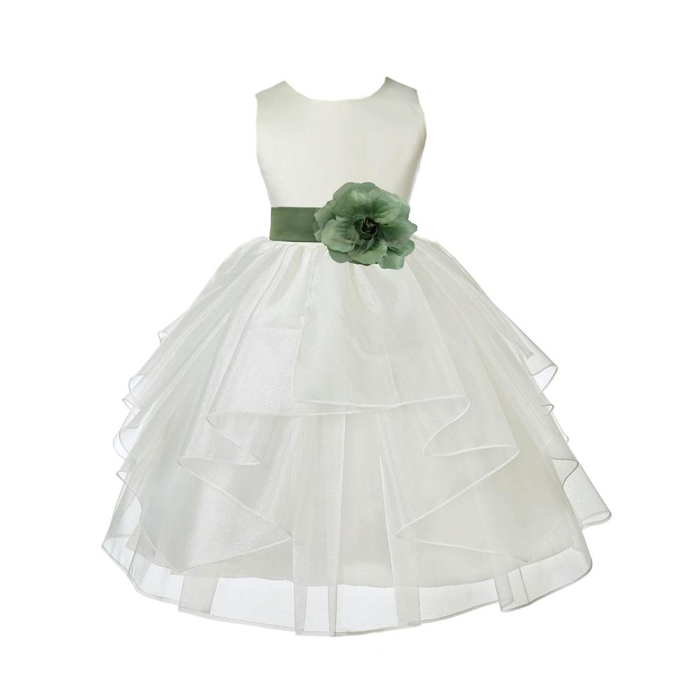 Ekidsbridal Wedding Pageant Ivory Shimmering Organza Flower Girl Dress Toddler Princess Bridesmaid Holiday Easter  4613t