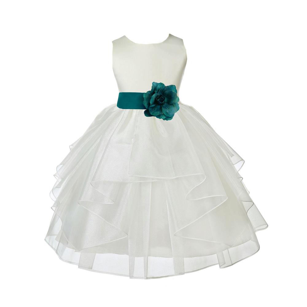 Ekidsbridal Wedding Pageant Ivory Shimmering Organza Flower Girl Dress Toddler Communion Bridal Desginer Gown  4613t