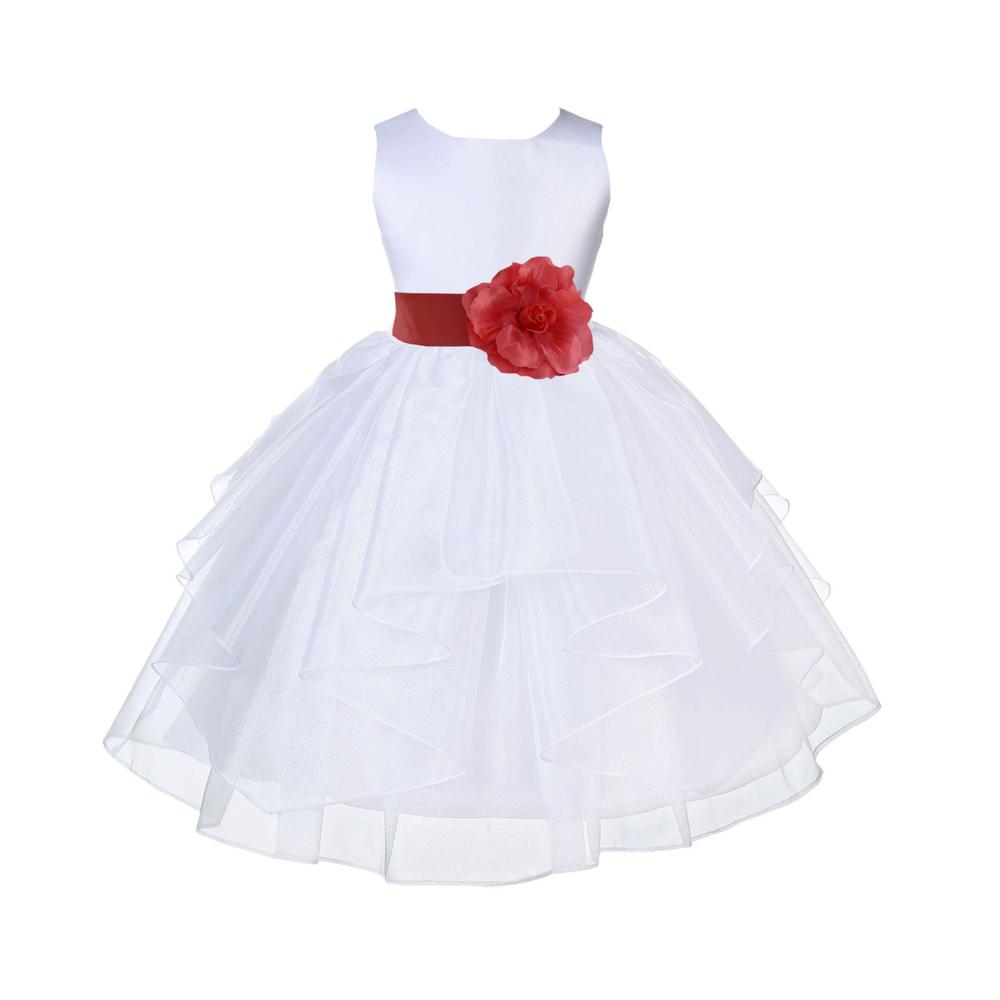 Ekidsbridal Wedding Pageant White Shimmering Organza Flower Girl Dress Toddler Elegant Bridesmaid S M 2 4 6 8 10 4613s