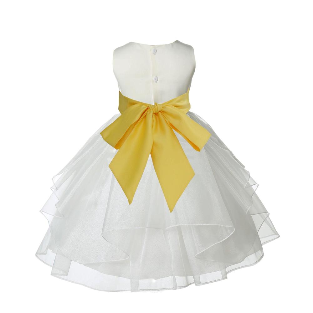 Ekidsbridal Wedding Pageant Ivory Shimmering Organza Flower Girl Dress Toddler Communion Bridal Desginer Gown  4613mh