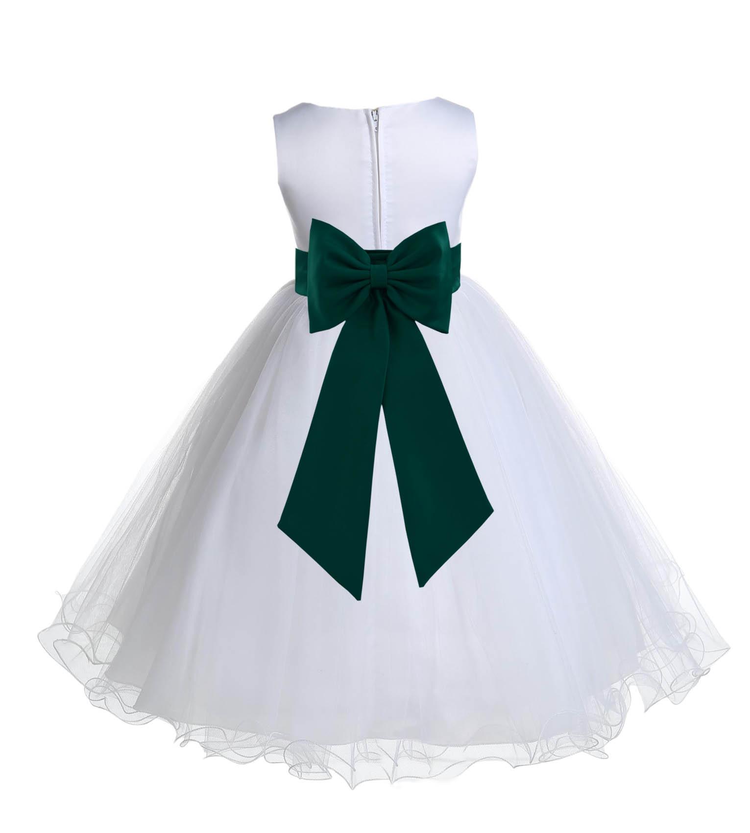 Ekidsbridal Wedding Pageant White Tulle Rattail Edge Flower Girl Dress Toddler Communion Bridal Desginer Gown 829t