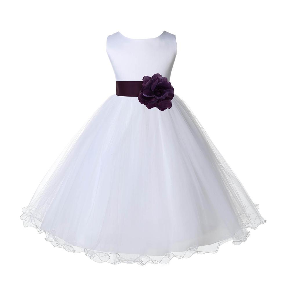 Ekidsbridal Wedding Pageant White Tulle Rattail Edge Flower Girl Dress Toddler Princess Bridesmaid Holiday Easter 829t