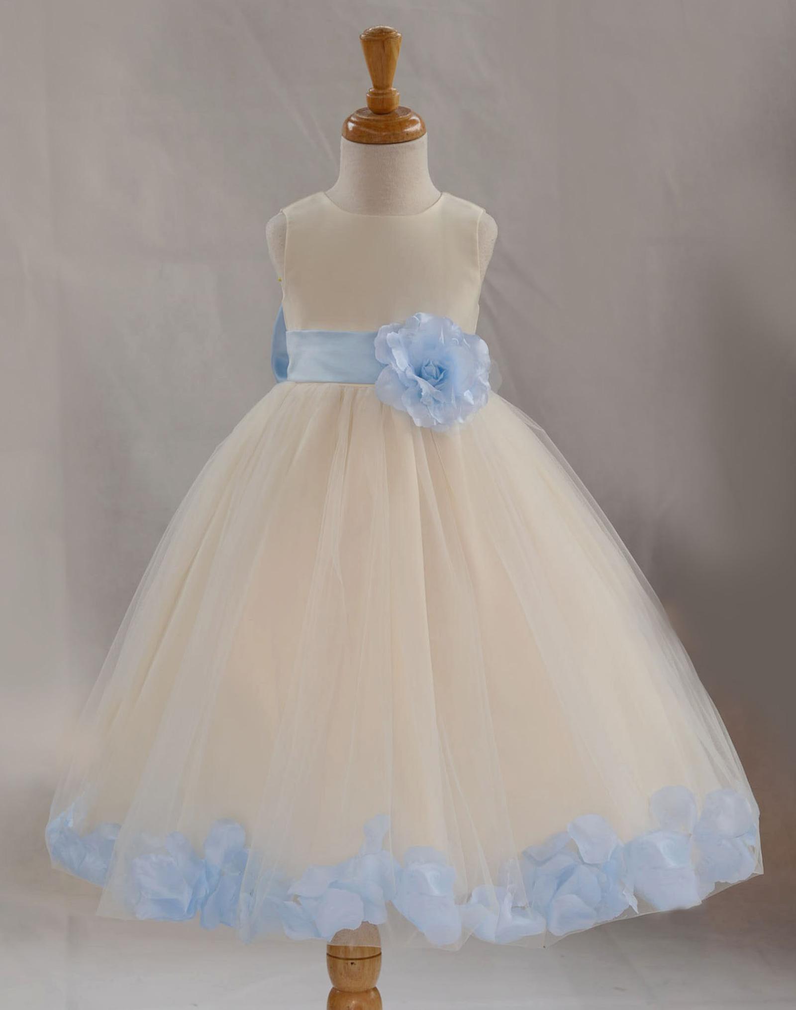 Ekidsbridal Wedding Pageant Ivory Tulle Rose Petals Flower Girl Dress Toddler Elegant Bridesmaid S M 2 4 6 8 10 12 14 16 302t