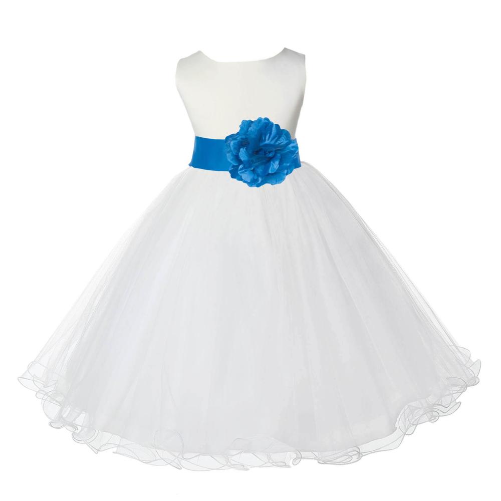 Ekidsbridal Wedding Pageant Ivory Tulle Rattail Edge Flower Girl Dress Toddler Special Occasions Bridesmaid Handmade 829t