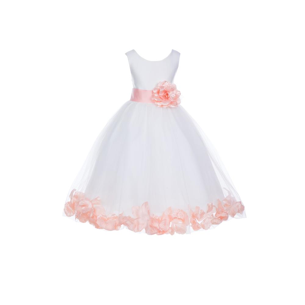 Ekidsbridal Wedding Pageant Ivory Tulle Rose Petals Flower Girl Dress Toddler Elegant Bridesmaid S M 2 4 6 8 10 12 14 16 302s