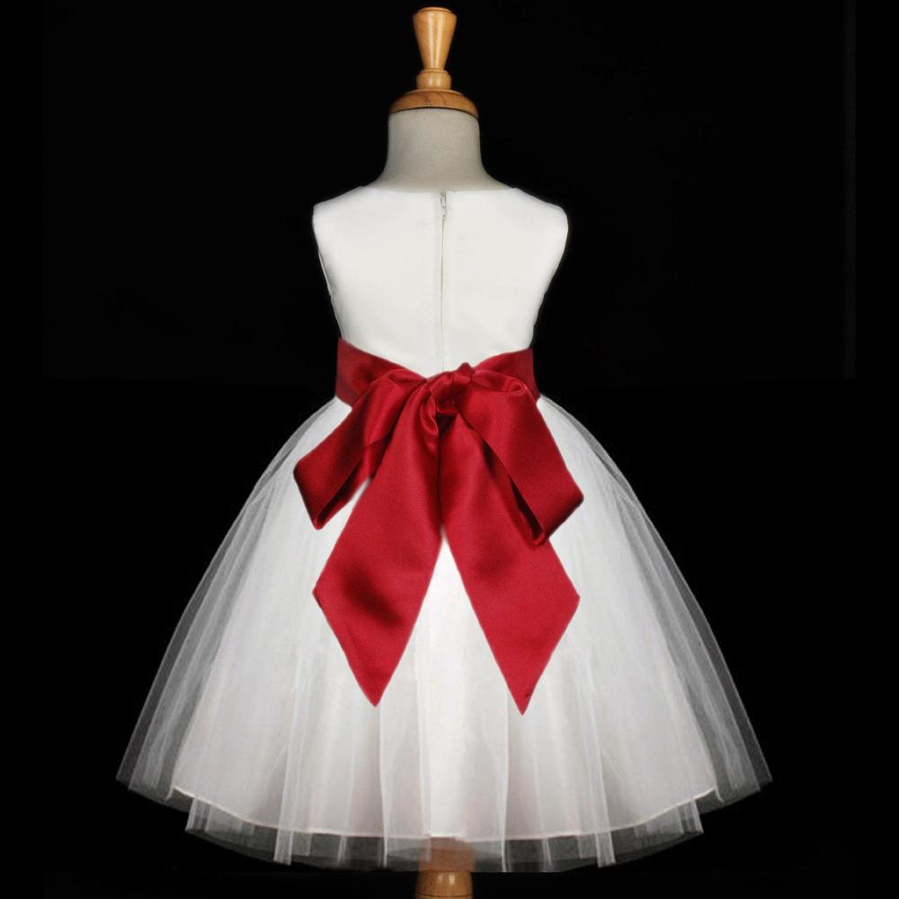 Ekidsbridal Wedding Pageant White Tulle Flower Girl Dress dress Hand Tie Sash Bridesmaid Bridal Holiday Dancing Gown 831s