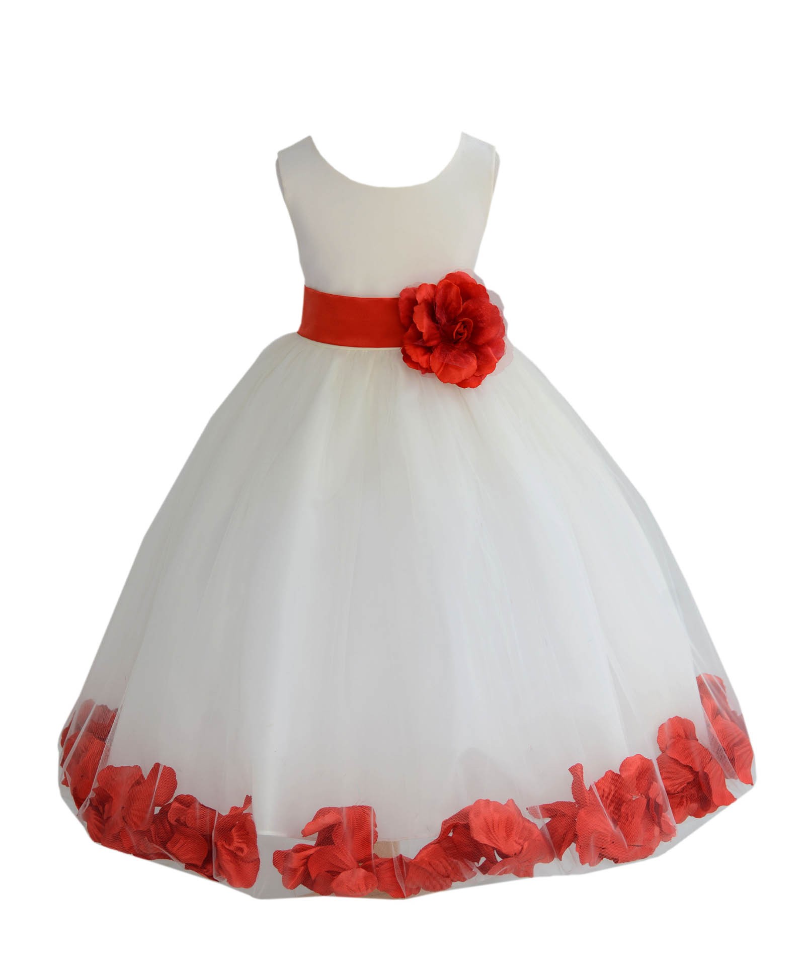 ekidsbridal Ivory Tulle Rose Petals Flower Girl Dress Princess Dress  Pageant Gown Birthday Girl Dress Toddler Girl Dress Ballroom Gown 302S