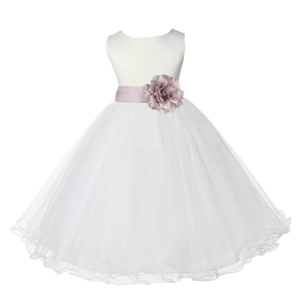 ekidsbridal Ivory Tulle Rattail Edge Flower Girl Dress Ballroom Gown Toddler Girl Dresses Birthday Girl Dress Junior Bridesmaid Dress 829S