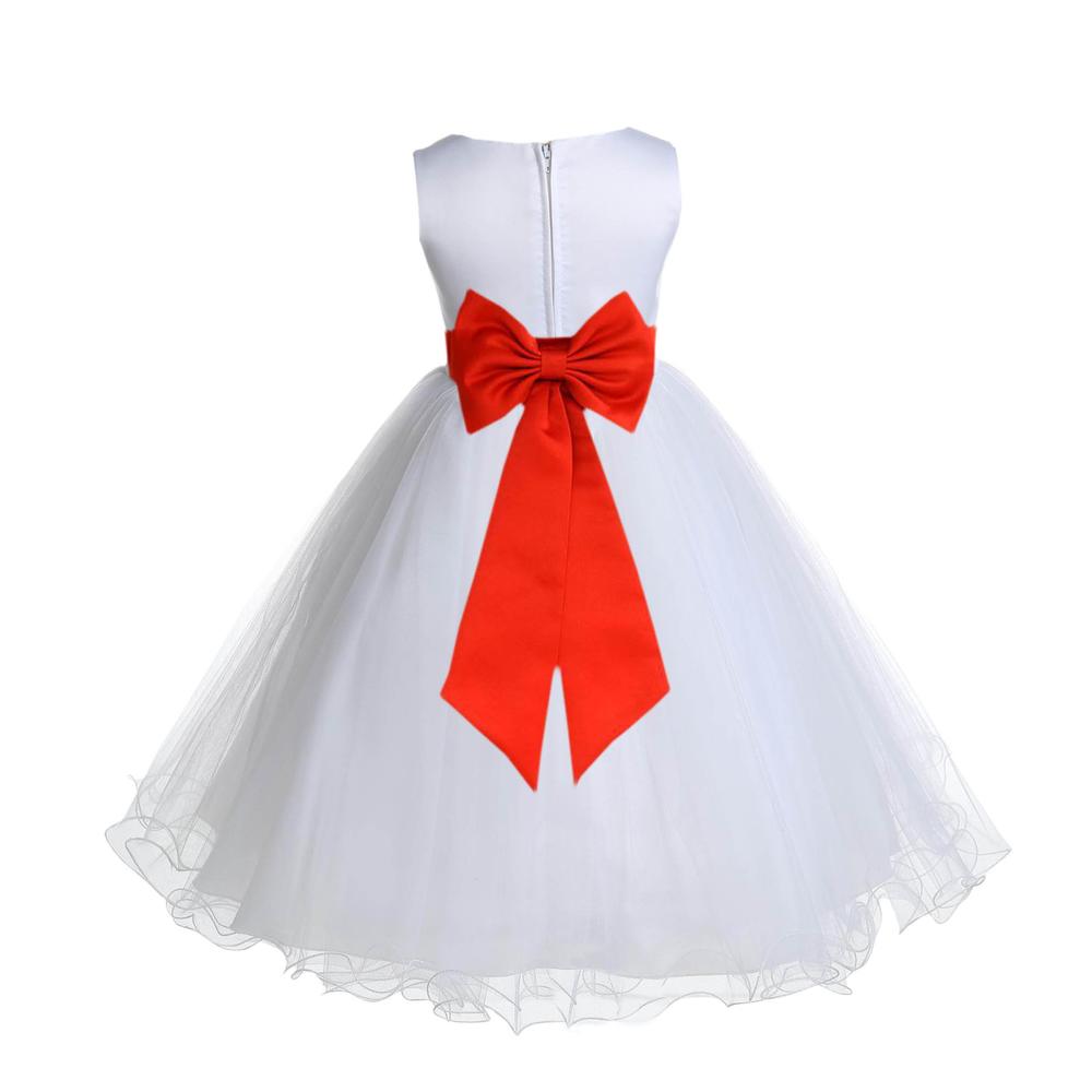 ekidsbridal White Tulle Rattail Edge Flower Girl Dress Ballroom Dance Gown Pageant Dresses Birthday Girl Dress Toddler Girl Dresses 829T