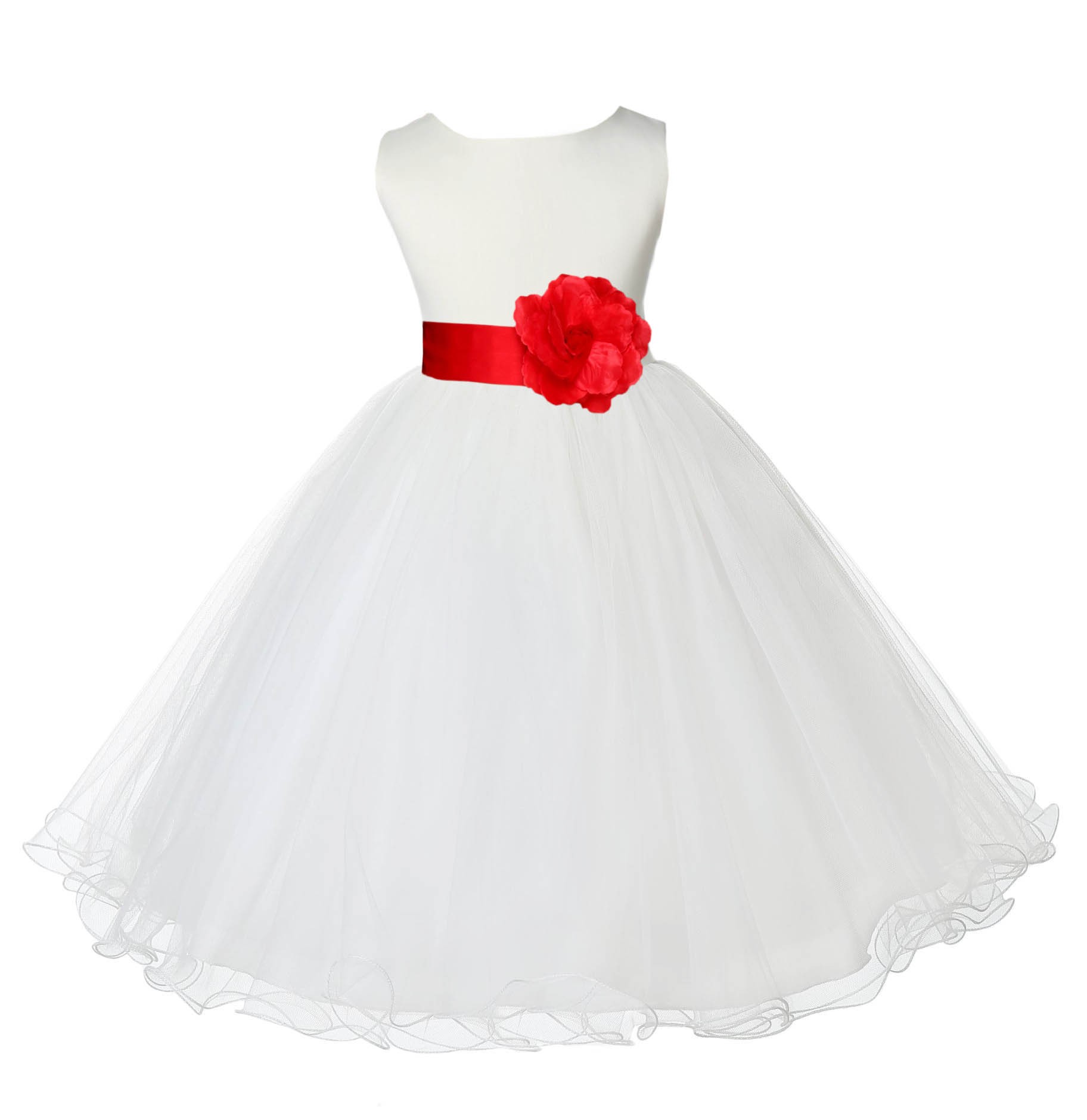 ekidsbridal Ivory Tulle Rattail Edge Flower Girl Dress Social Event Evening Gown Holiday Dresses Princess Dresses Wedding Tulle Dresses 829T