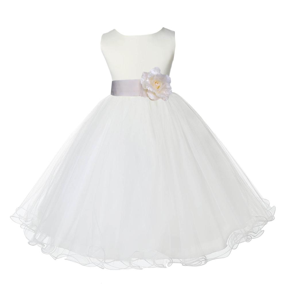 ekidsbridal Ivory Tulle Rattail Edge Formal Flower Girl Dress Special Events Reception Dress Toddler Girl Dresses Evening Party Gown 829T
