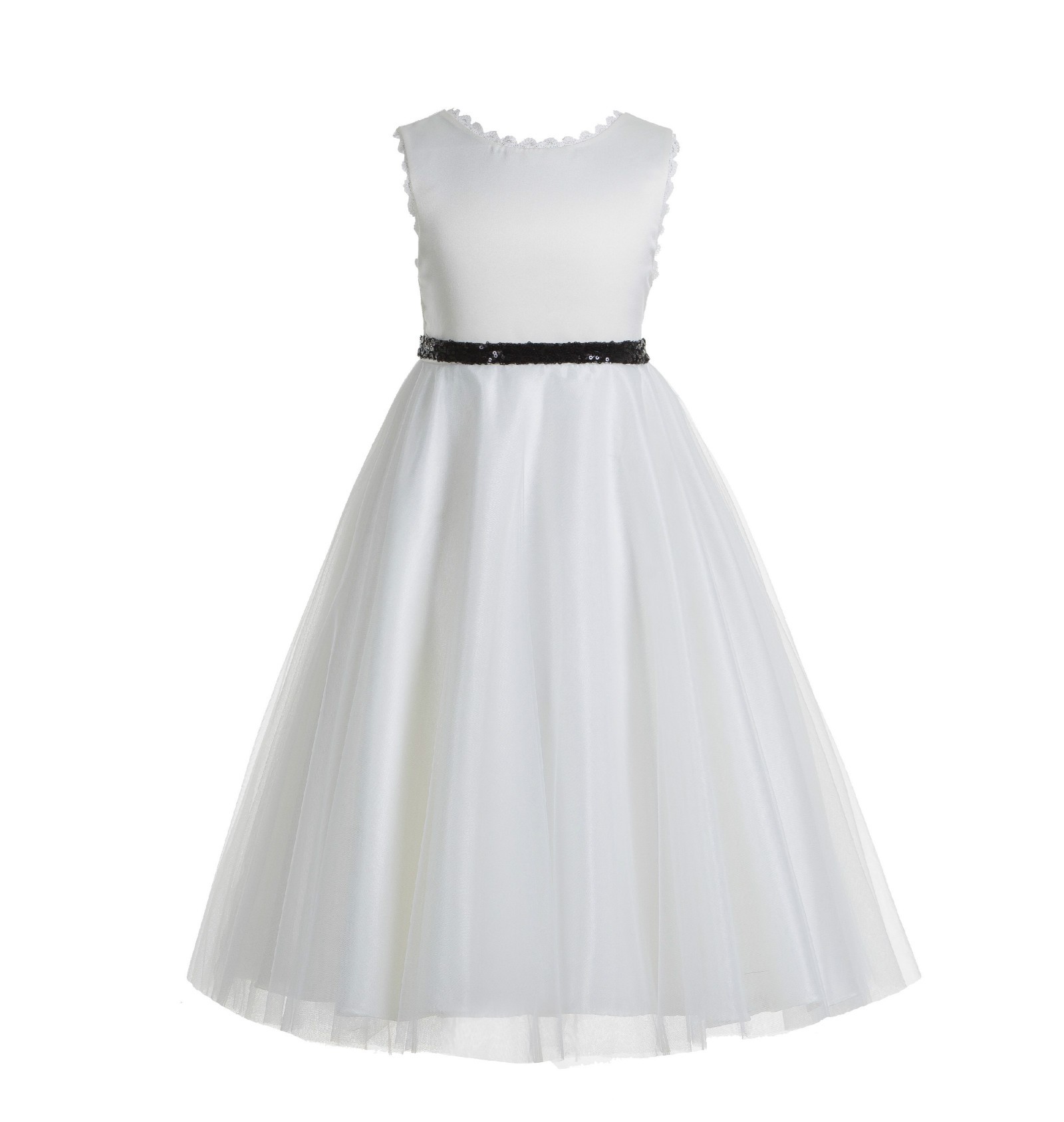 White V-Back Lace Edge Junior Flower Girl Dress Holy Baptism First Communion Christening Dresses 183 White / fuchsia / 6 White V-Back Lace Edge Junior Flower Girl Dress Holy Baptism First Communion Christening Dresses 183 White / fuchsia / 6