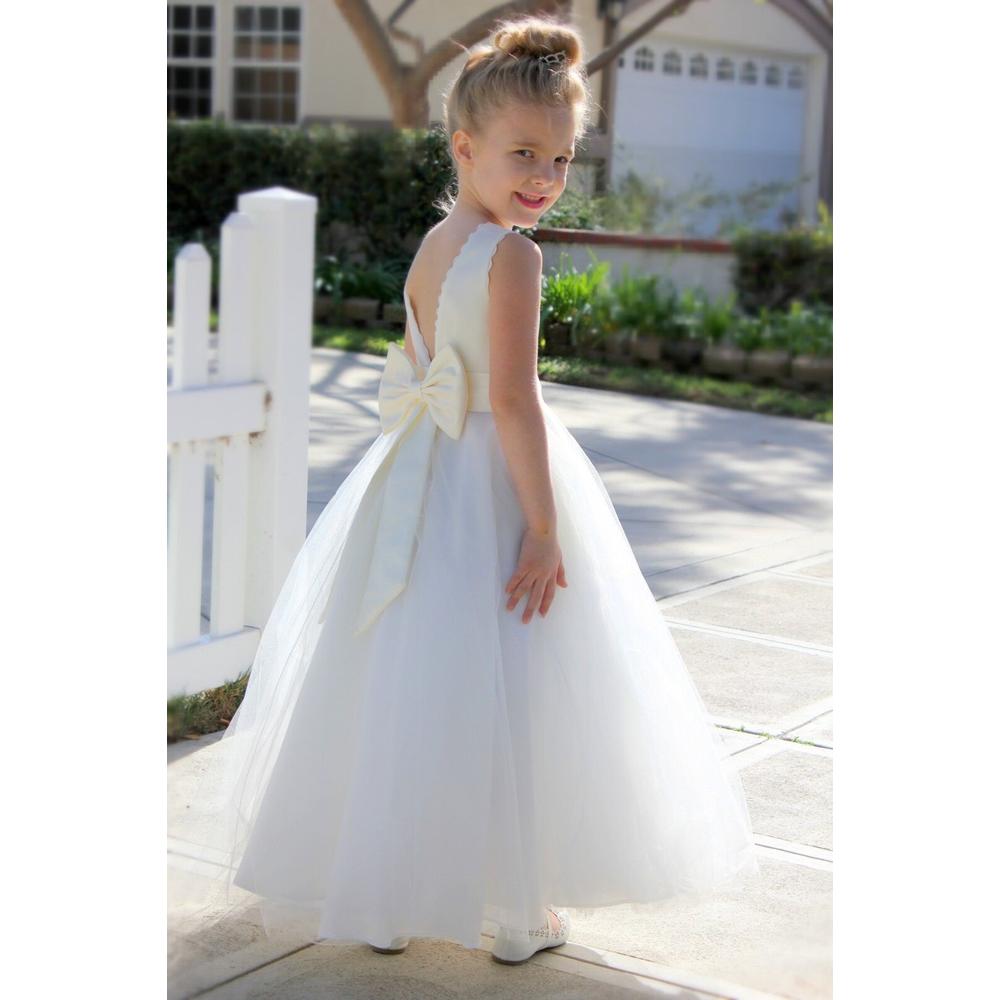 ekidsbridal Ivory V-Back Lace Edge Flower Girl Dress Special Events Easter Summer Dresses Birthday Girl Dress Beauty Pageant Gown 183T