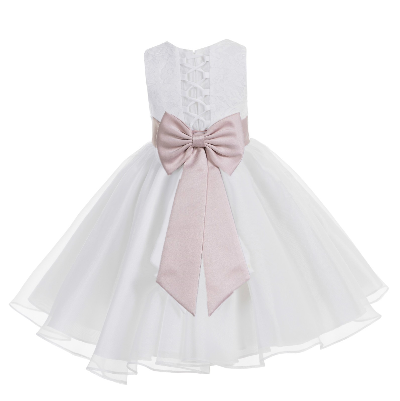 ekidsbridal White Lace Organza Flower Girl Dress Junior Bridesmaid Dress Evening Gown Baptism Dress Communion Dress Ballroom Gown 186T