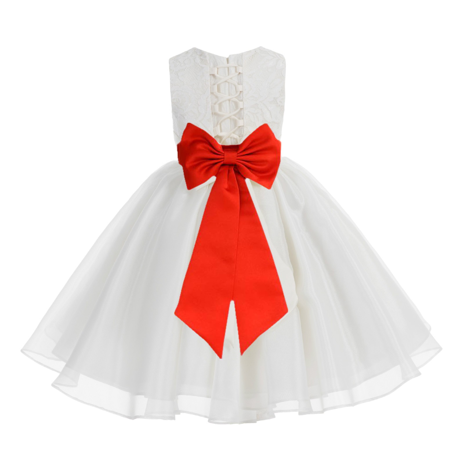 ekidsbridal Ivory Lace Organza Flower Girl Dress Junior Bridesmaid Dress Evening Gown Baptism Dress Communion Dress Ballroom Gown 186T