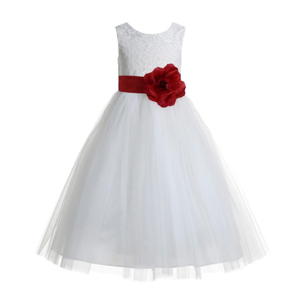 ekidsbridal Ivory Floral Lace Heart Cutout Flower Girl Dress Formal Dresses Evening Gown Junior Bridesmaid Dress Special Occasion Dress 172T