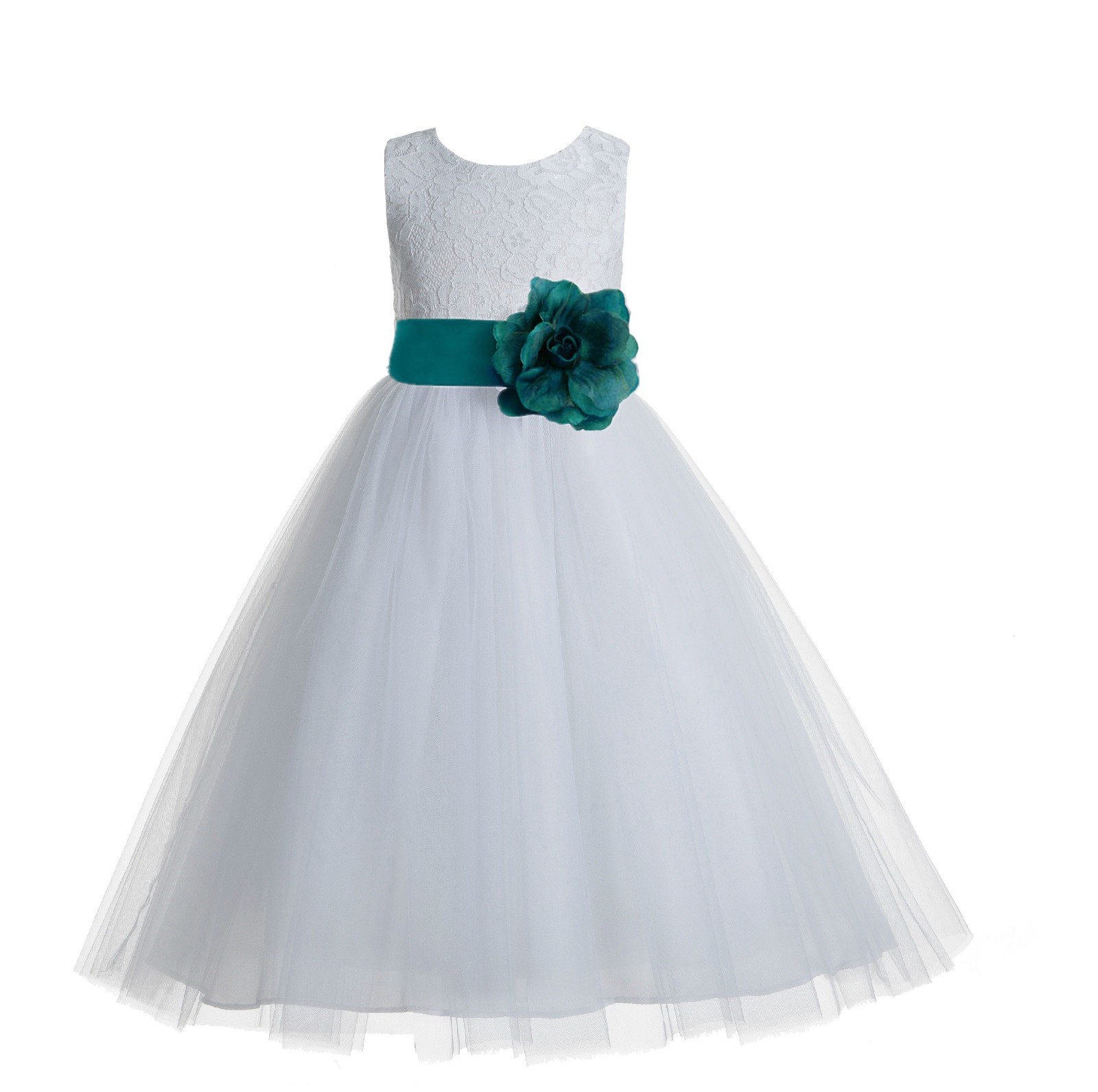 ekidsbridal White Floral Lace Heart Cutout Flower Girl Dress Holy Baptism First Communion Christening Dress Formal Gown Special Events 172T, Green ekidsbridal White Floral Lace Heart Cutout Flower Girl Dress Holy Baptism First Communion Christening Dress Formal Gown Special Events 172T, Green