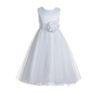 Ivory V-Back Lace Edge Flower Girl Dress Junior Pageant Special Occasion Formal Evening Gown 183T(2) Ivory / Lilac / 10 Ivory V-Back Lace Edge Flower Girl Dress Junior Pageant Special Occasion Formal Evening Gown 183T(2) Ivory / Lilac / 10