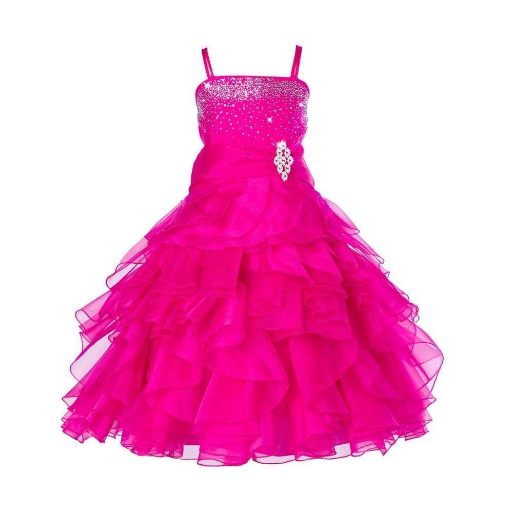 ekidsbridal Elegant Stunning Rhinestone Organza Pleated Ruffled Flower Girl Dress Special Events Junior Prom Dress Ballroom Dance Gown 164S