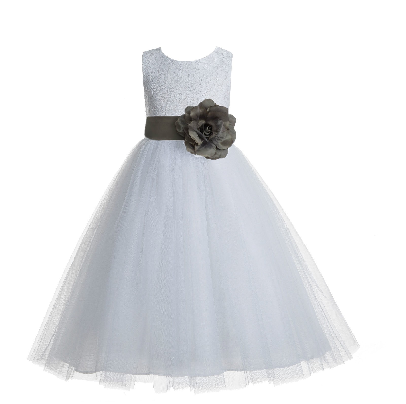 ekidsbridal White Floral Lace Heart Cutout Flower Girl Dress Special Occasions Junior Beauty Pageant Ballroom Dance Gown Bridesmaid 172T, Gray ekidsbridal White Floral Lace Heart Cutout Flower Girl Dress Special Occasions Junior Beauty Pageant Ballroom Dance Gown Bridesmaid 172T, Gray