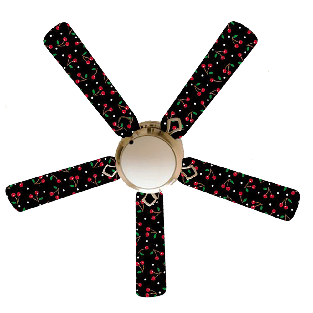 888 Cool Fans Black/Red Cherry Cherries 52" Ceiling Fan with Lamp