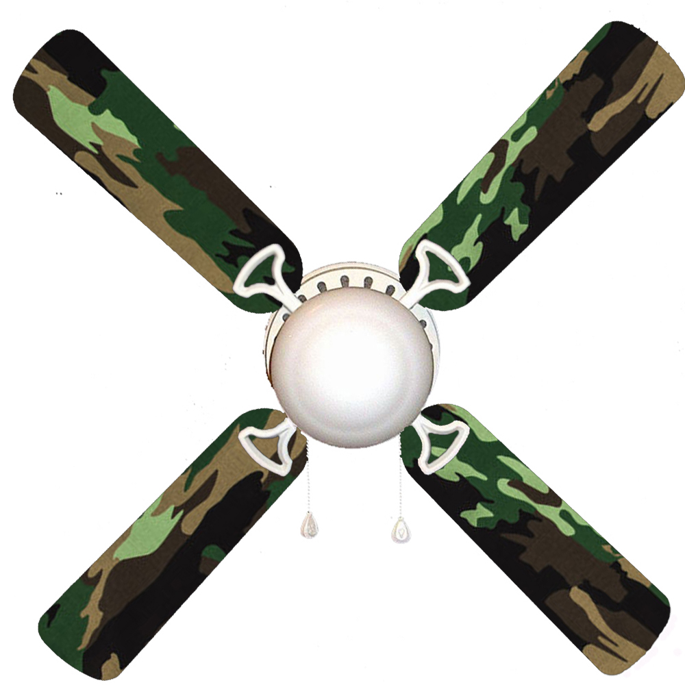 888 Cool Fans Bears And Canoes 4 - Blade 42" Flush Mount Ceiling Fan with Pull Chain and Light Kit Included