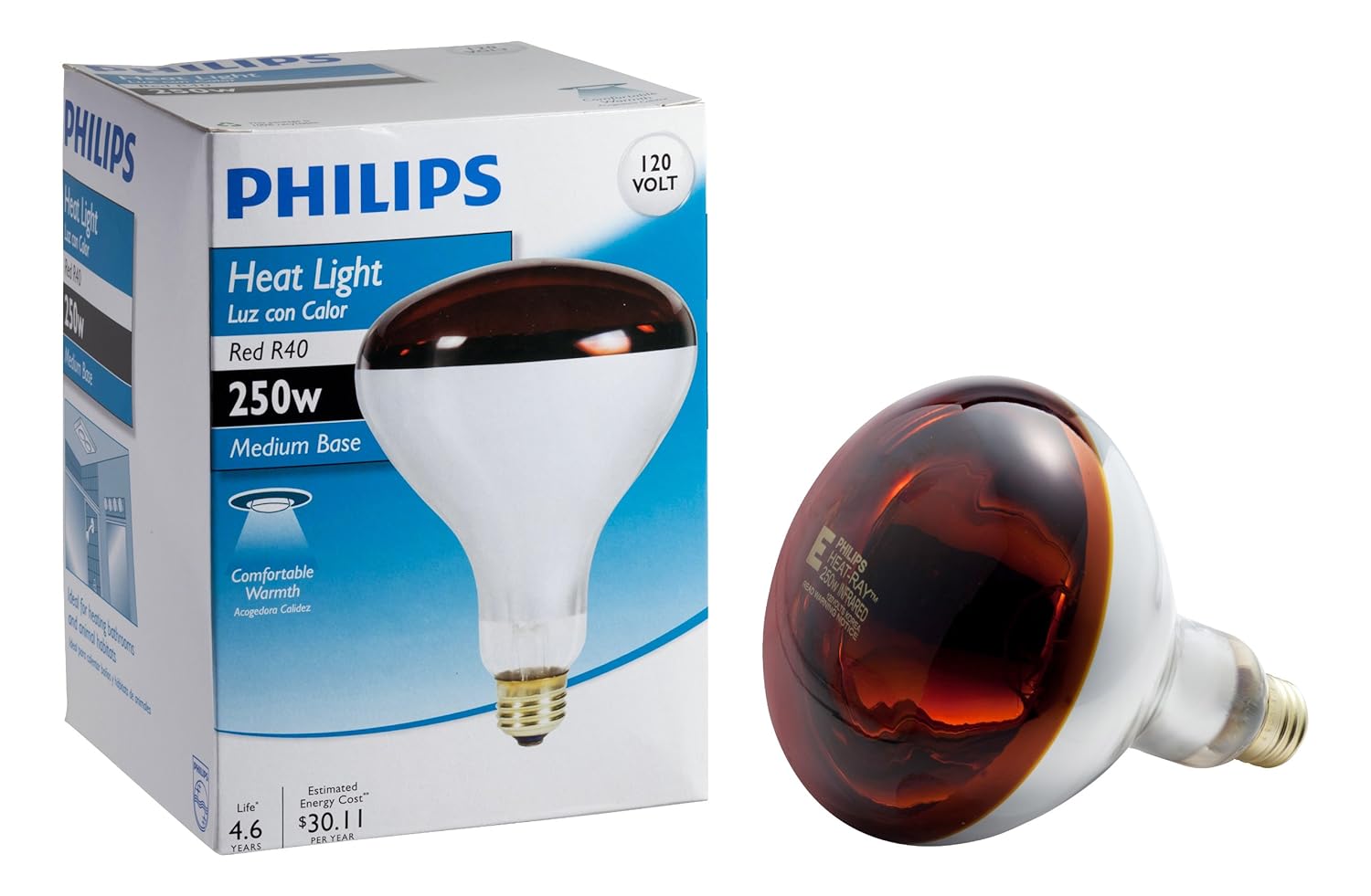 Philips 415836 Heat Lamp 250-Watt R40 Flood Light Bulb