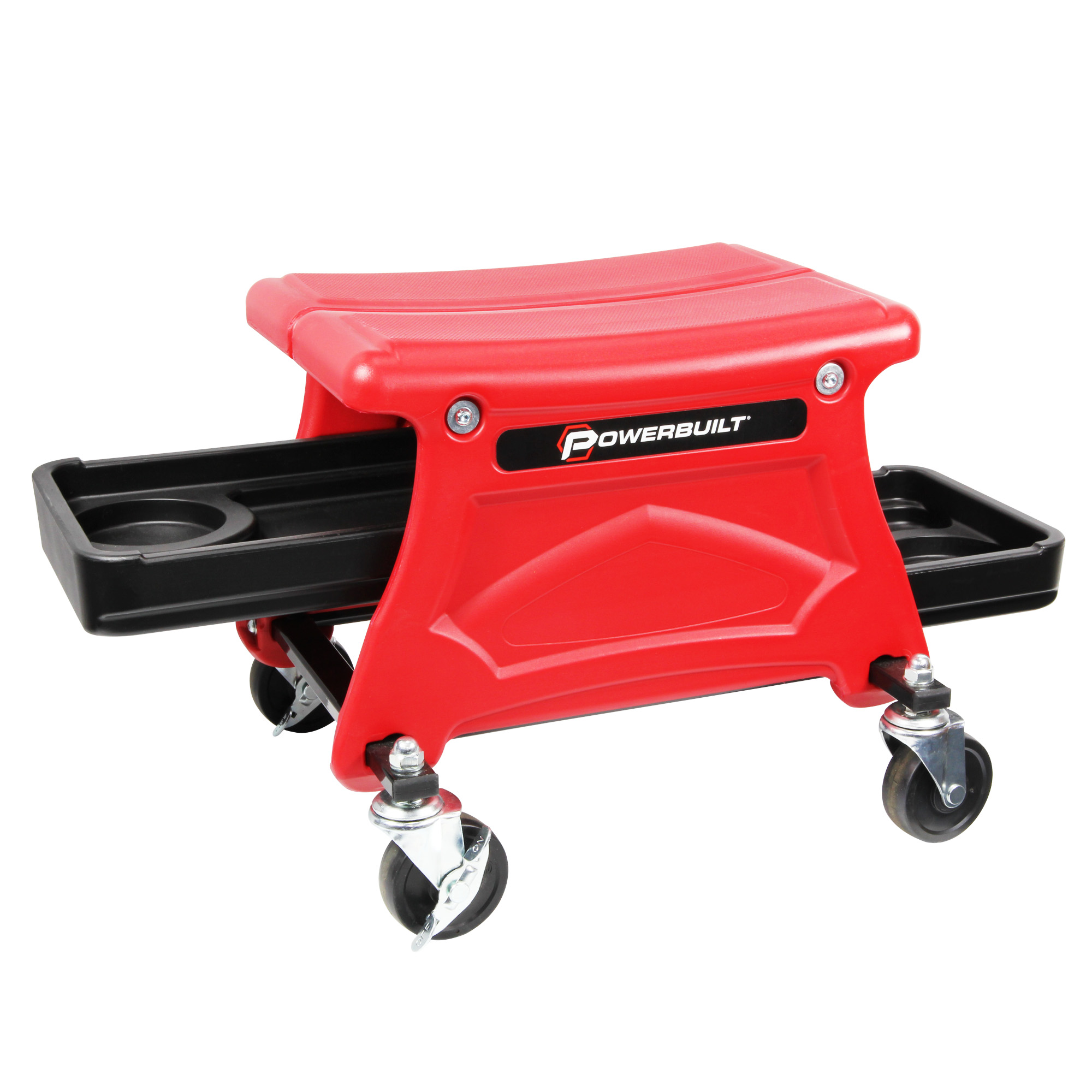 Powerbuilt Heavy Duty Compact Rolling Seat with Storage Trays - 240283