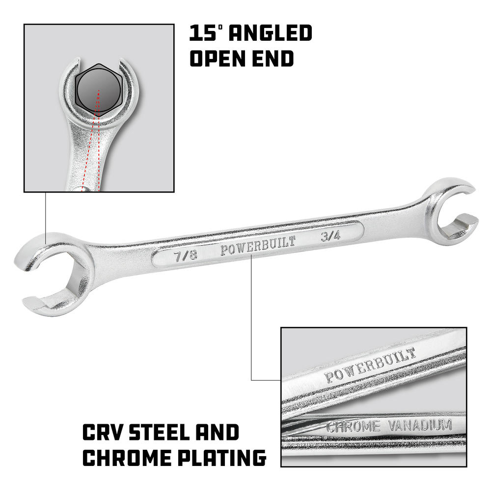 Powerbuilt 4 Piece SAE Flare Nut Wrench Set - 640185