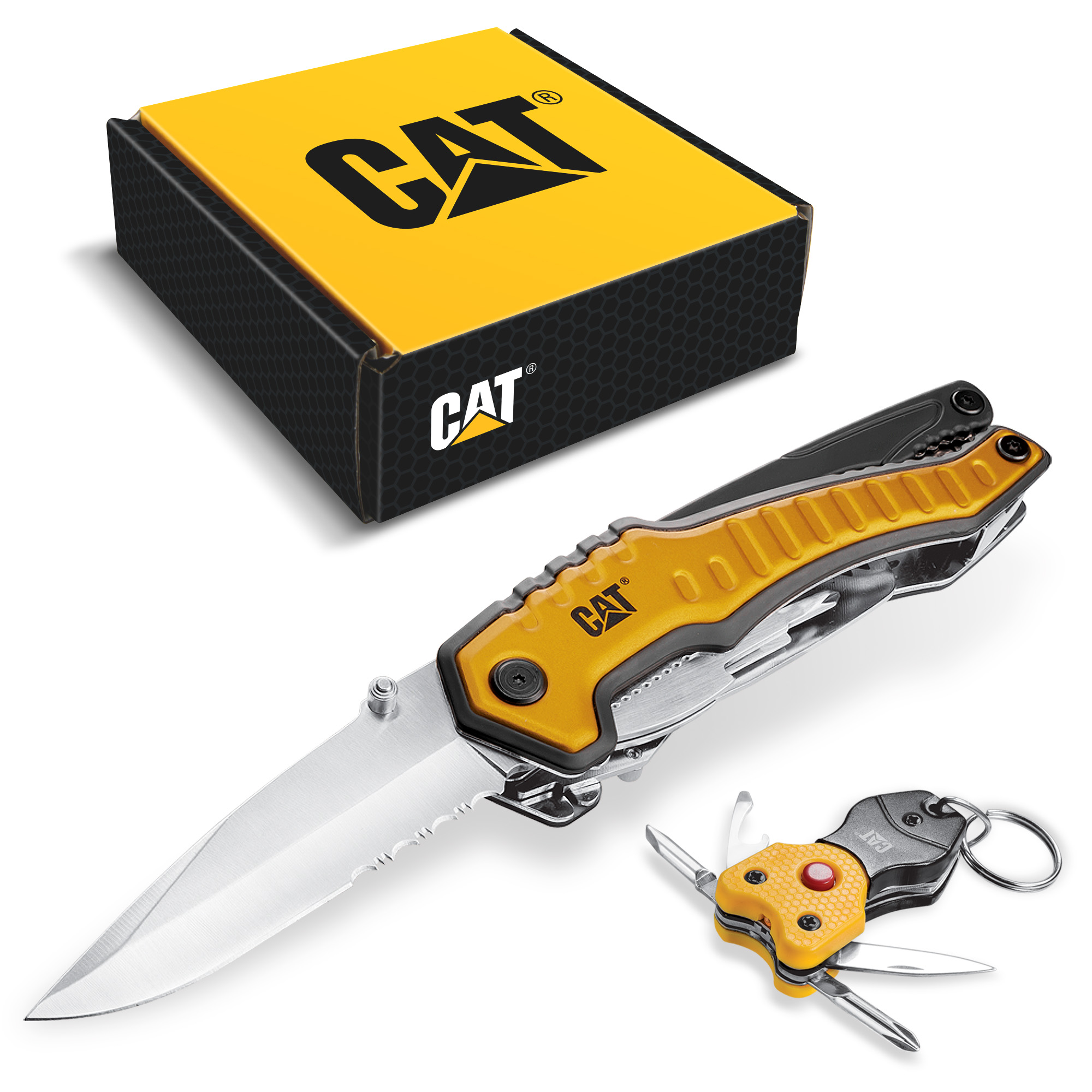 Cat Footwear Cat 2 Piece XL Multi-Tool and Multi-Tool Key Chain with Light Gift Box Set - 240240