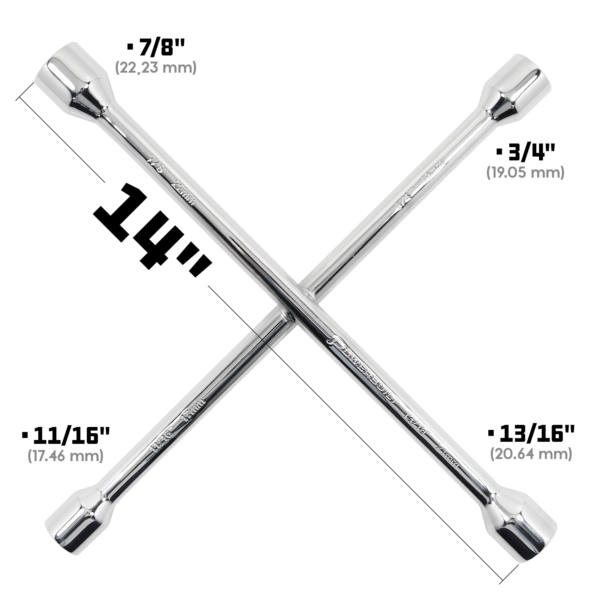Powerbuilt 14 inch 4-Way Universal Lug Wrench - 940558