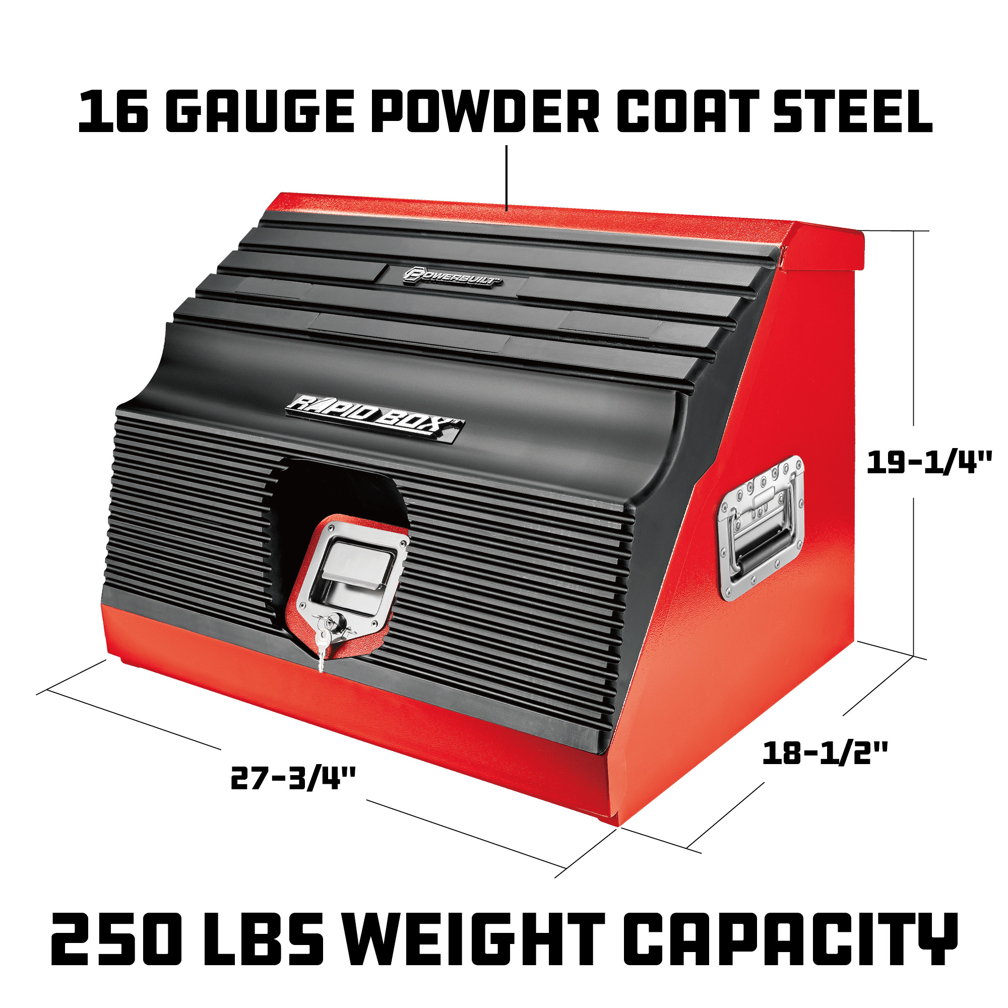 Powerbuilt 26 Inch Rapid Box Portable Slant Front Toolbox - Red - 240311