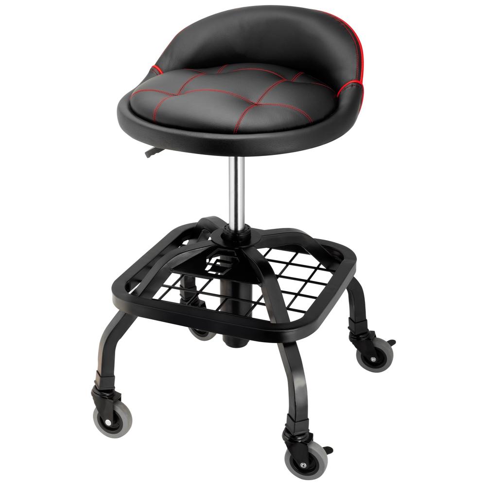 Powerbuilt 330 Pound Capacity Padded Rolling Shop Seat with Lumbar Support - 240338