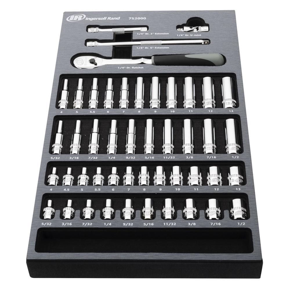 Ingersoll Rand 47 Piece 1/4 Inch Drive SAE/Metric Master Socket and Accessory Set - 752000
