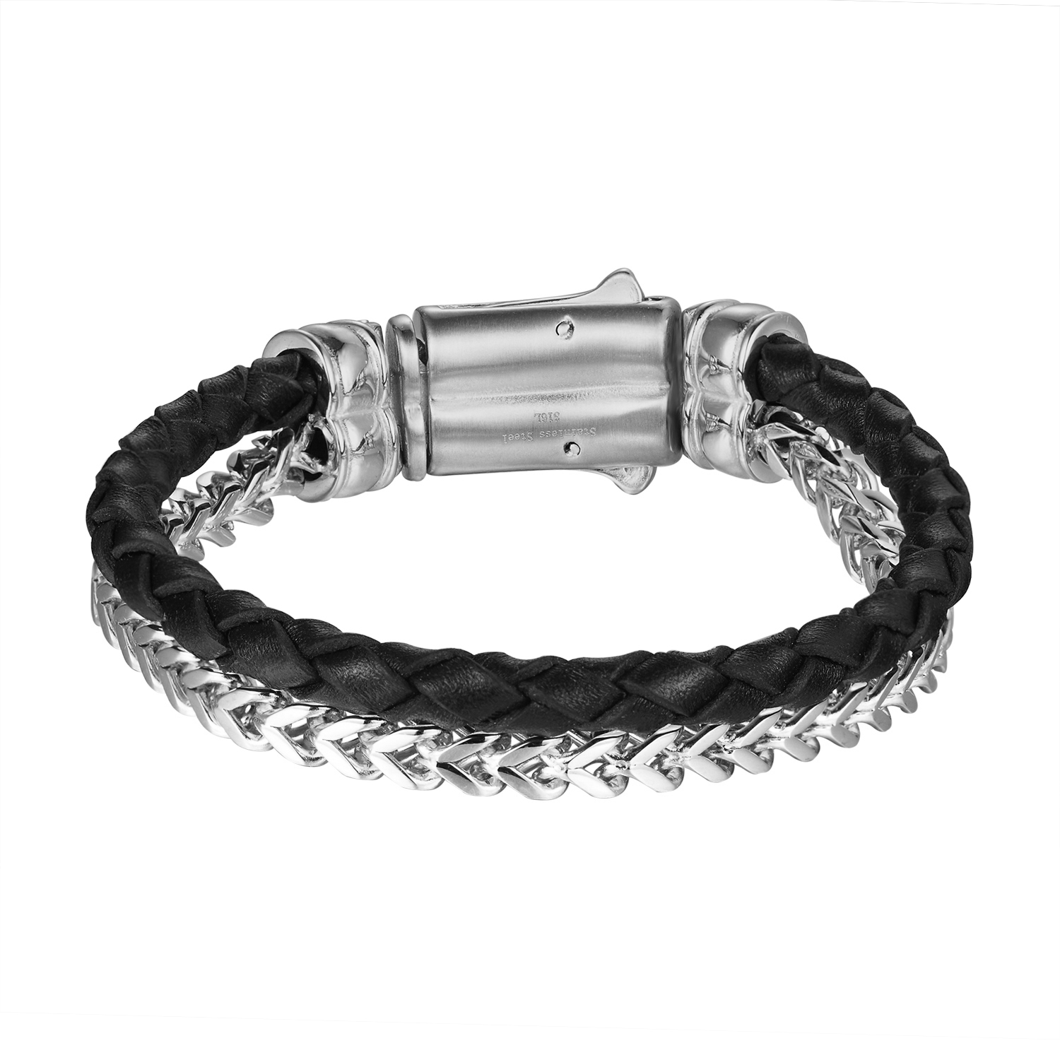 Master Of Bling Men S Bracelets Sears Master Of Bling 2 Row Franco Bracelet Leather Rope Stainless Steel White Gold Finish Mens Unique