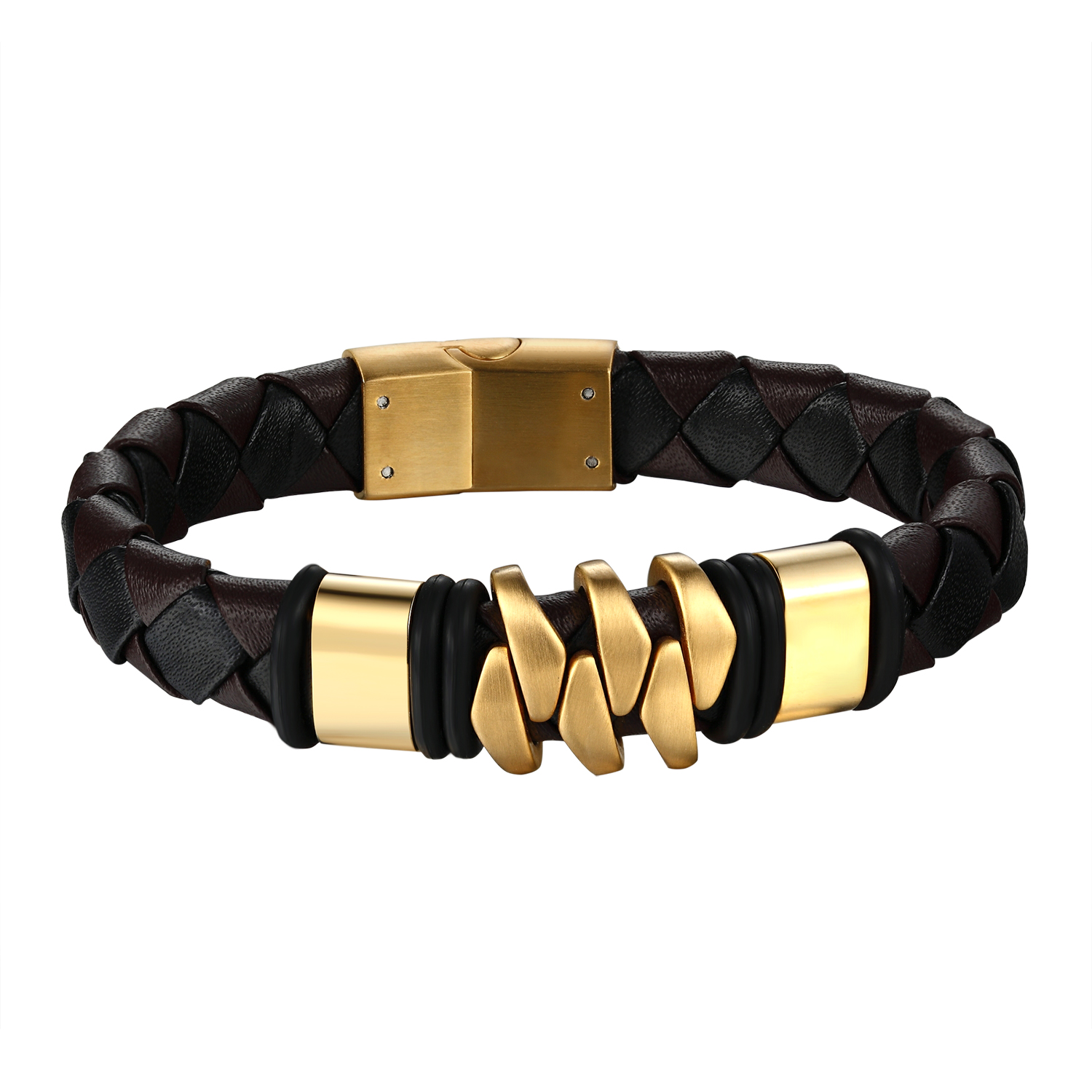 Master Of Bling Men S Bracelets Sears Master Of Bling Gold Tone Bracelet Mens Brown Leather Wristband Stainless Steel Party Wear Unique