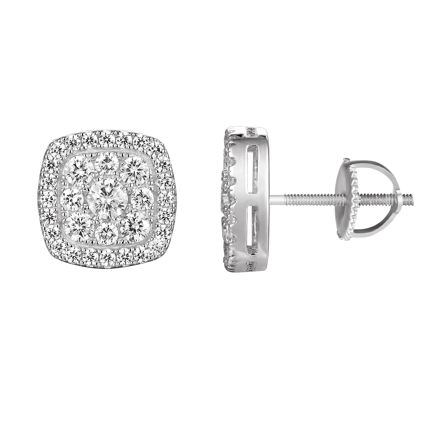 Master Of Bling Solitaire Earrings Square Sterling Silver Simulated Master Of Bling Solitaire Earrings Square Sterling Silver Simulated Diamond Back Studs 11mm