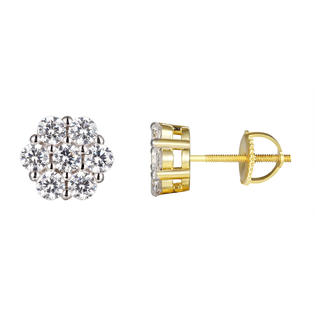 Master Of Bling Solitaire Cer Flower Design Earrings 925 Silver Master Of Bling Solitaire Cer Flower Design Earrings 925 Silver Gold Tone On 8mm Studs
