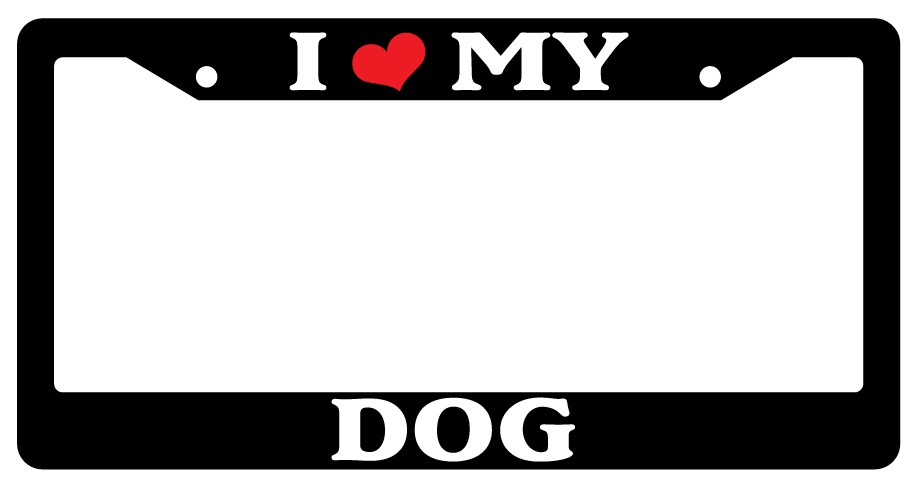 SEC13 Frames Black License Plate Frame I Heart My Dog Auto Accessory EBSK