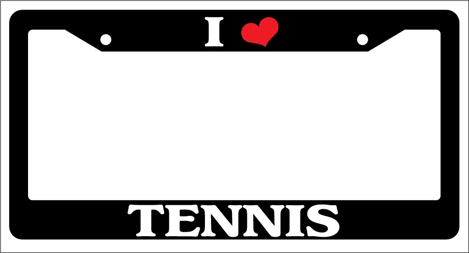 SEC13 Frames Black License Plate Frame I Heart Tennis Auto Accessory EBSK
