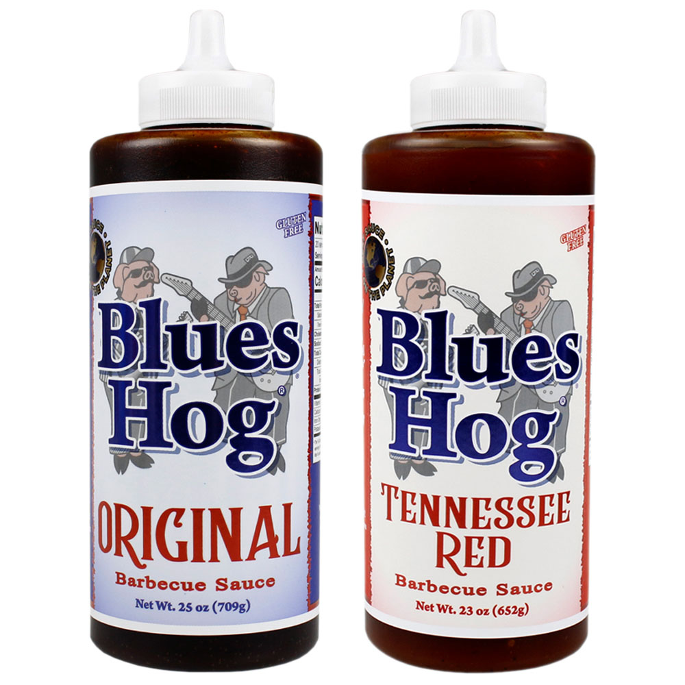 Blues Hog Original 25 Oz and Tennessee Red 23 Oz BBQ Sauce Squeeze Bottle 2 Pack