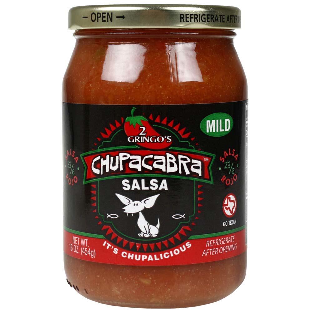 2 Gringos Chupacabra Salsa Mild 16 Oz with Fresh Serranos and Jalapenos Single Jar