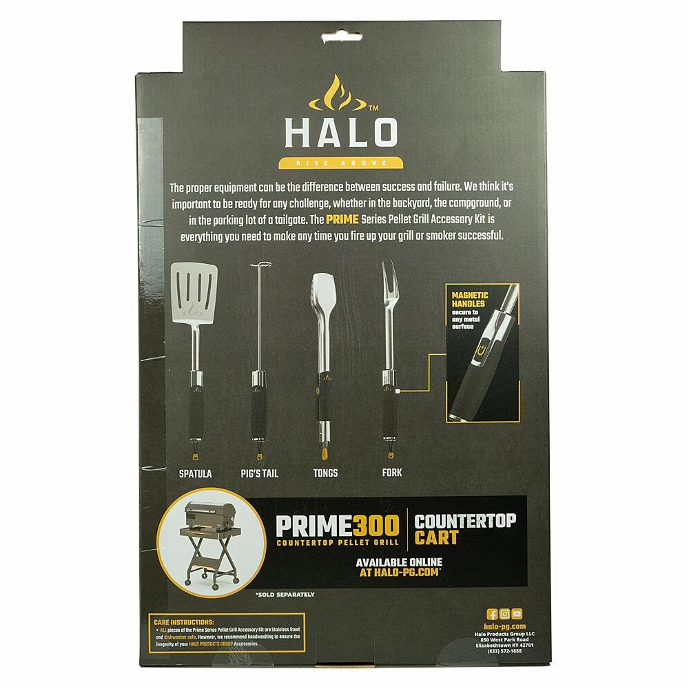 Halo Products Group LLC Halo Pellet Grill Essentials Kit Spatula Tongs Pigs Tail And Fork Set HS-3012